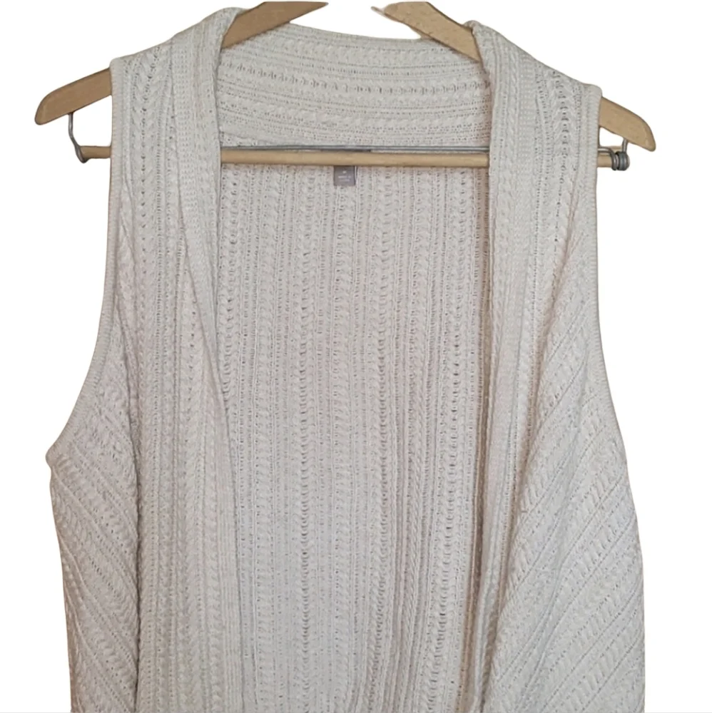 J. Jill women's ivory cableknit waterfall shrug - Picture 2 of 5